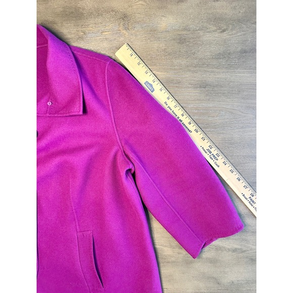 Talbots Womens 14W Pink 100% Wool Button Front 3/4 Sleeve Blazer Jacket Magenta - Picture 3 of 8